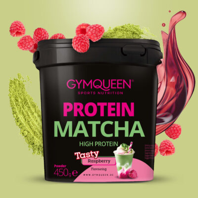 Baltyminė aviečių skonio MATCHA (450 g)